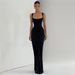 Women's Elegant Slim Waist Dress Open Back Square Neck Suspender Style Autumn Winter New Clothing_ecoleips.com