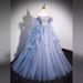 Off-the-shoulder Evening Dress 2026, Haze Blue, Piano Recital, Coming-of-age Ceremony, Wedding Bel Canto Solo, Blue_ecoleips.com