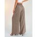 Elegant Summer 2026 Paper Bag Waist Pants Women's Casual Vacation Waistband Elastic Wide Leg Pants Work Pants Comfortable_ecoleips.com