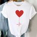 European And American Cross-border Foreign Trade Women's Clothing, Simple Heart-printed Round-neck Short-sleeve T-shirt_ecoleips.com