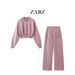 Women's Cropped Zip-Up Bomber Jacket, Soft Fleece Long Sleeve Casual Sweatshirt Coat, Elastic Cuff Hem Embroidery Baseball Outwear For Daily Streetwea_ecoleips.com