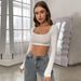 New Cross-border Euroean And American Women's Fashion Sorty Casual Croed Knitted High-elastic Long-sleeve T-shirt_ecoleips.com