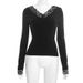 Y25TP428 European And American Cross-border Women's Autumn Fashion New V-neck Lace Patchwork Waist-cinching Crop_ecoleips.com