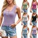 Women's Clothing Casual Fashion Sleeveless Knitted U Neck Ribbed Slim Button Vest_ecoleips.com