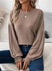 2026 Women's Fashion European And American Cross-Border Autumn Winter New Casual Solid Color Ribbed Crew Neck_ecoleips.com
