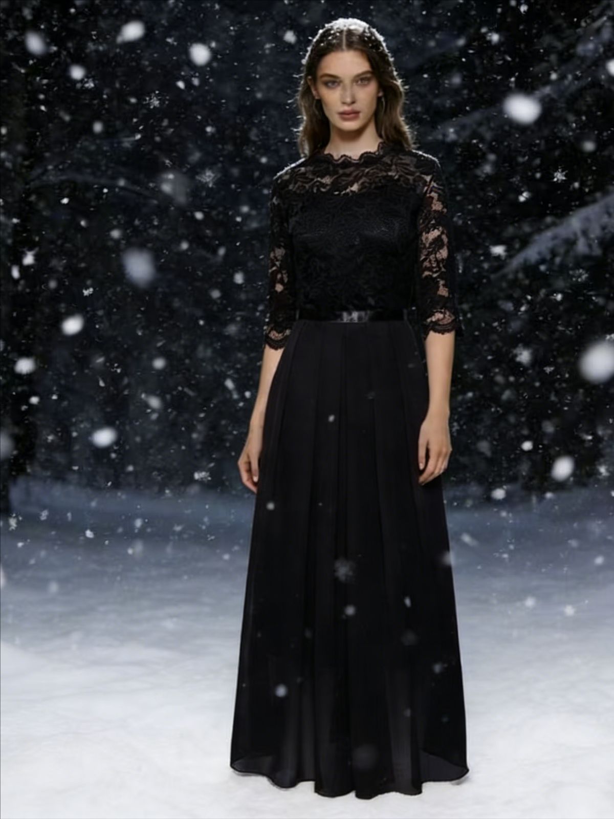 K Evening Dress Fashion Dress Round Neck Lace Long Dress Evening Dress Women's Dress_ecoleips.com