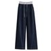 Women's Clothing Tencel Lyocell Large Size Thin Soft Denim Wide Leg Pants Women Spring New High Waist Casual Women's Pants_ecoleips.com