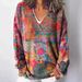 girl Foreign Trade Cross-Border 2024 Independent Station European And American Christmas Abstract Print Large V-Neck_ecoleips.com