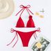 Women's Clothing Sexy Solid Color Three Point Three Dimensional Flower Split Sexy Swimsuit_ecoleips.com