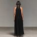 Elegant Halter Neck Maxi Dress With Ruffle Trim, Loose Fit Flowy Summer Long Dress For Women Lightweight & Breathable Fabric_ecoleips.com