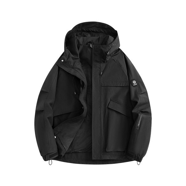 Men's Lightweight Waterproof Jacket - Windproof Hooded Outdoor Coat For Hiking, Camping & Travel - Breathable Polyester Shell With Detachable Hood_ecoleips.com