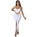 Y1141 Nightclub Women's Clothing Solid Color Sexy Hollow Out Split Tie Backless Two-Piece Set_ecoleips.com