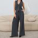 Summer Women's Sleeveless Vest & Pants Set – Office Commuter Outfit, Breathable Polyester Blend, Grey & Brown_ecoleips.com