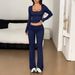 Cross-border European American Y2K Sports Style Casual Long-sleeve T-shirt And Wide-leg Pants Set 2026 Spring/summer_ecoleips.com