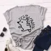 100% Cotton Women T-shirts Cute Hedgehog Printed Graphic T Shirts Woman Short Sleeve Tees Top Female Clothing Ladies Tshirt_ecoleips.com
