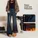 Black Fleece-lined Flared Jeans For Women, 2025 Autumn And Winter New Style, High-waisted, Loose, Stretchy, Plus-size,_ecoleips.com