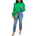 Women's Elegant Long Blouse Stand Collar Puff Sleeves Back Tie Detail Flowy Oversized Fit for Casual And Dressy Occasions 5 Colors S-XL_ecoleips.com