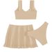 Women's Clothing Pure Color Bikini Set With Ruffle Skirt Style Triangular Panties Fashionable Gathered Swimsuit Three-Piece Swimwear_ecoleips.com