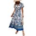Summer Casual A- Line Long Dress Ethnic Style Printed Dress_ecoleips.com