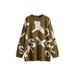 girl Cross-Border Russian 2024 Autumn Winter New Knitted Sweater Women Mid-Length Jacquard Loose Base Shirt Top_ecoleips.com