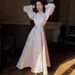 Women's Clothing Elegant Spring Long Dress For Women Gold Foil Print Style Graceful Noble Romantic Temperament_ecoleips.com