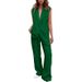 Women's Elegant Sleeveless Button Down Suit Loose Trouser Set Spring Autumn New Style_ecoleips.com