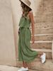 Women's Clothing Solid Color Pleated Tank Top Wide Leg Pants Casual Set_ecoleips.com