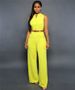 Women's Clothing Sexy Stand Collar Women's Jumpsuit Independent Standing Single Breasted High Waist Hip Wide Leg Pants With Belt_ecoleips.com