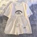 Women's Casual Letter Print Shorts & T-Shirt Lounge Set - Loose Fit Comfy Two Piece Outfit For Home, Travel, Streetwear_ecoleips.com