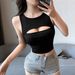 Black Short Hollow Out T-Shirt For Women Thin Breathable Versatile Fresh And Stylish Base Layer_ecoleips.com