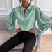 Women's Elegant Solid Color Blouse – Oversized Long Sleeve Button-Down Shirt For Casual & Office (S-Xxl, 7 Colors)_ecoleips.com