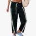 Casual Sports Pants For Women Y2K Sporty Stretch High-Waisted Drawstring Side Striped Straight Leg_ecoleips.com