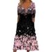2022 European And American Spring New Popular Printed V-Neck Button Short-Sleeve Dress With Pockets For Women_ecoleips.com