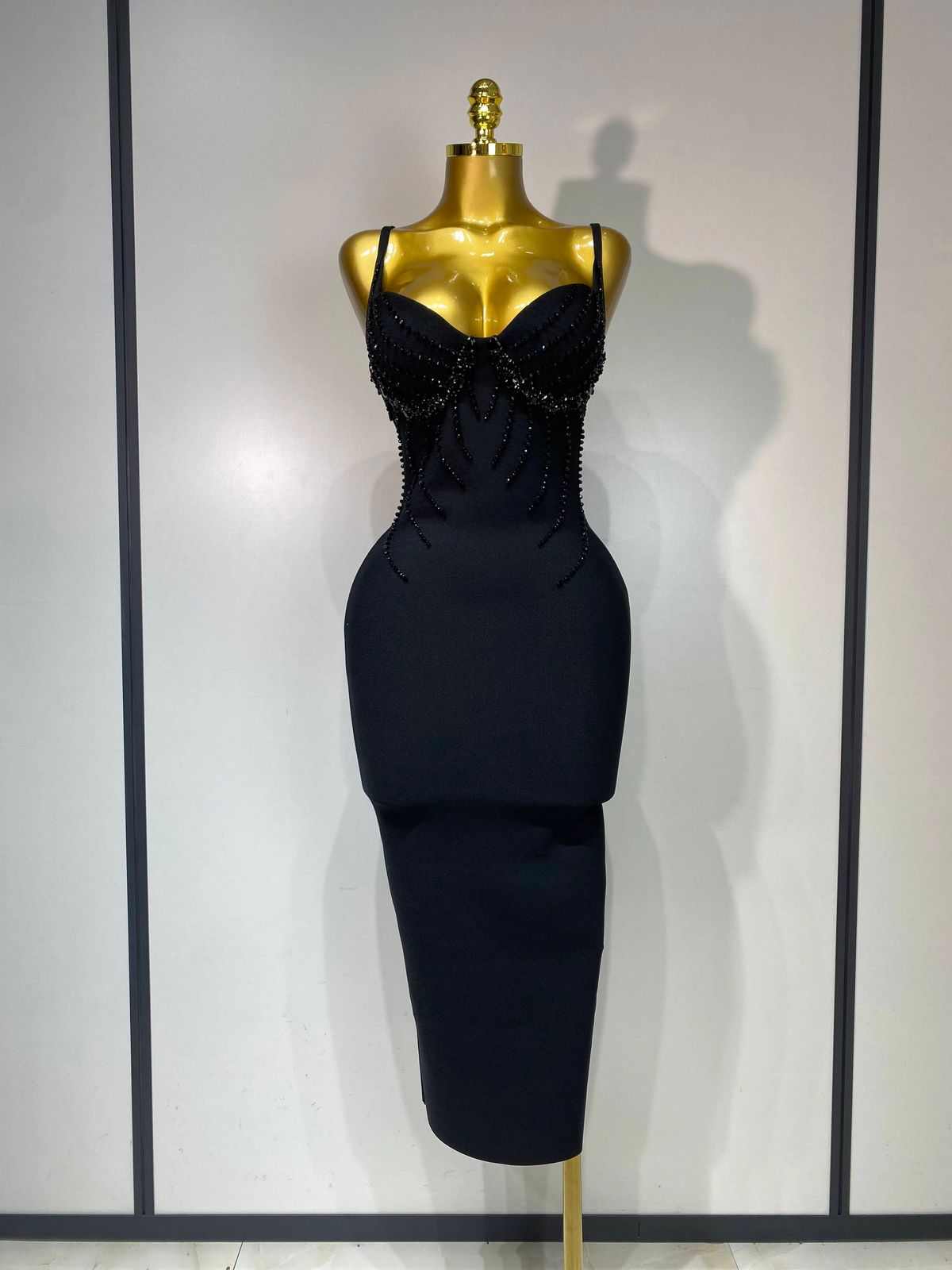 Women Sexy Beading Spaghetti Strap Bodycon Bandage Dress Club Party Luxury Birthday Celebrity Elegant Dresses Wedding Gown RQ6C_ecoleips.com
