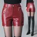 Women's Autumn Winter New Korean Style Wide Leg High Waist Slim Loose Plus Size PU Leather Pants Outer Wear Leggings_ecoleips.com