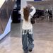 Y2K Retro Wide-Leg Jeans For Women – American Letter Print & Loose Fit (S-4XL, Bluish)_ecoleips.com