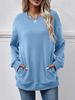 Women's Fleece-Lined Slightly Loose Crew Neck Pocket Sweatshirt_ecoleips.com