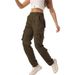 Women's Clothing Casual PantsRise Cotton Work Overalls Loose Tactical Combat Pants_ecoleips.com
