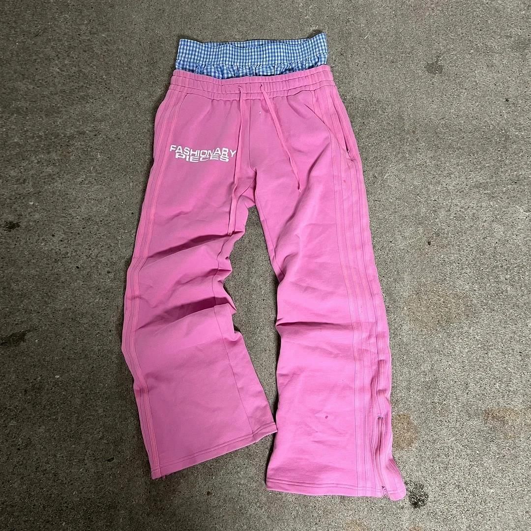 High Street Hip Hop Straight Leg Pants Y2K Harajuku Retro Striped Print Casual Trousers for Men And Women plus Size_ecoleips.com