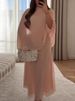 Elegant Women's Chiffon Party Dress 2026 O Collar Shawl Sleeves Loose Daily Dress Fashion Solid High Waisted Hem Long Dress New_ecoleips.com