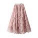 2025 Women's Autumn Sweet Princess Layered Puffy Cake Mesh Midi Skirt 8828_ecoleips.com