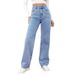 Women's Clothing High Waist Women's Jeans Light Color Washed Loose Wide Leg Large Size Straight Pants_ecoleips.com