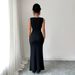 Women's Clothing Women's Slim Fit Sleeveless Long Dress Style Black White Color Block Slit Design For Work For Formal & Casual For Women_ecoleips.com