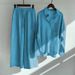 Women's Clothing 2 Piece Set Retro Cotton And Linen Shirt Set High Waist Loose Trousers Set_ecoleips.com