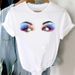 Euroean And American Cross-border Foreign Trade Clothing, Sexy Eyelash Rint Round-neck Short-sleeve Women's T-shirt_ecoleips.com