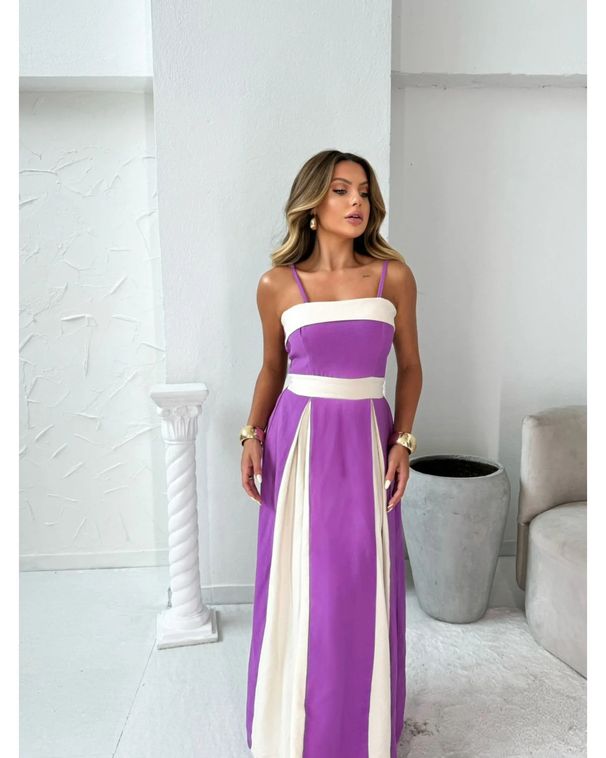 Women's Clothing Women's Elegant Style Fashion Contrast Color High Waist Suspender Dress 68521_ecoleips.com