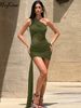 Hugcitar One Shoulder Strap Backless Solid Ruched Patchwork Lace Shirring Sexy Mini Dress Summer Fashion Outfit Vacation Party_ecoleips.com