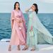 Women's Clothing New Sakura Pink Hand Sewn Three Dimensional Flower Robe Fashion Temperament Travel Photography Dress_ecoleips.com
