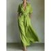 Elegant Retro Casual Dress AAA European Style Slimming Waist Cinching Solid Color Women's Cross Border French Resort Fashion_ecoleips.com