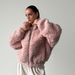 Trendy Faux Shearling Jacket For Women – Oversized Cozy Fleece Coat (S-Xl, Beige/Pink/White/Brown, Polyester, Streetwear Chic With Stand Collar)_ecoleips.com